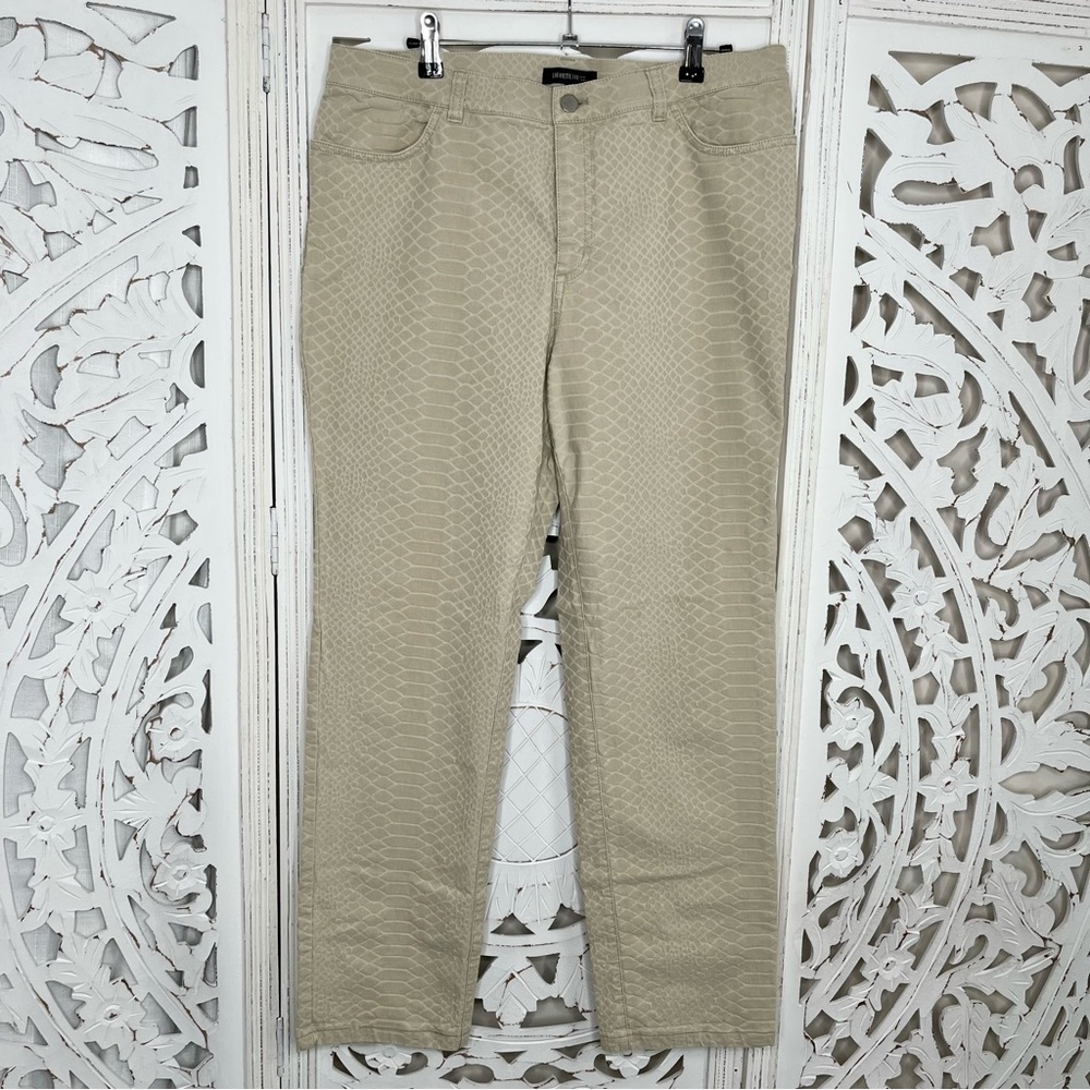 Lafayette 148 Tan Reptile Pattern Straight Leg Pants